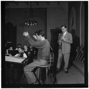 Benny Goodman, Leonard Bernstein, and Max Hollander, Carnegie Hall, New York, N.Y., between 1946 and 1948